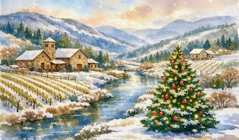 Vineyard after harvest watercolor